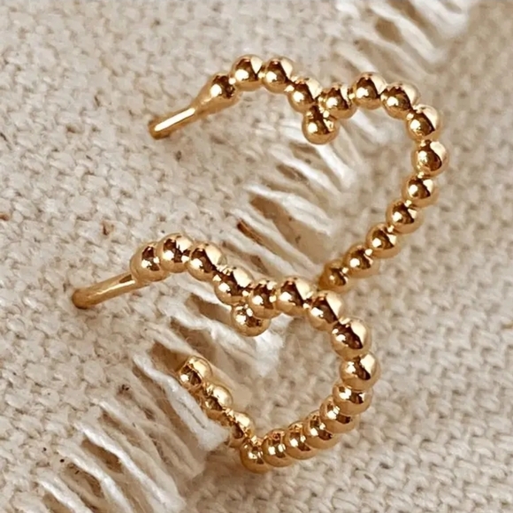 Jewelry - Elegant Gold Beaded Hoop Earrings